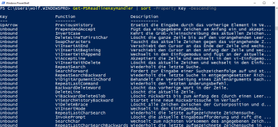 Viele Funktionen von PSReadline sind noch nicht mit einer Tastenkombination belegt